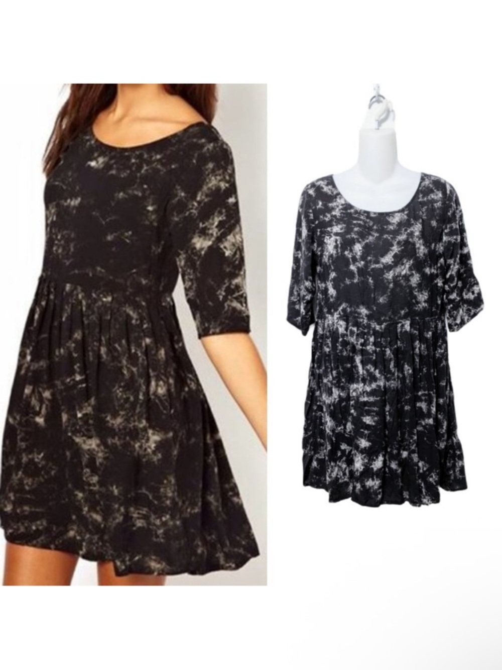MOTEL ROCKS Tie Dye Marbled Lace Up Back Dress M